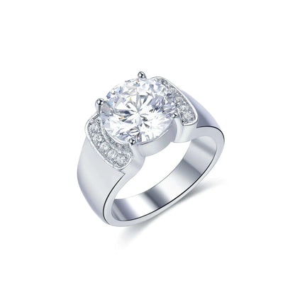 Wholesale Silver White Gold Plated CZ Round Diamond Engagement Ring