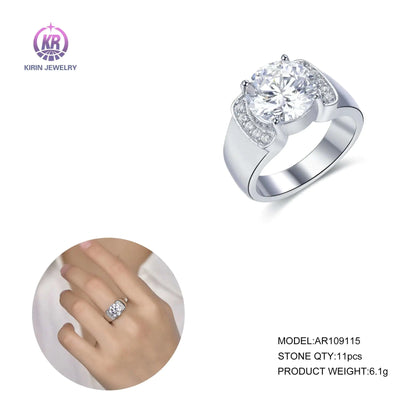 Wholesale Silver White Gold Plated CZ Round Diamond Engagement Ring for Women