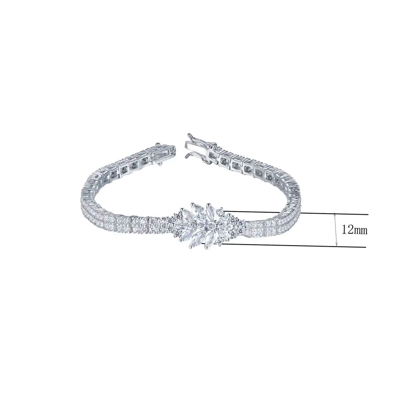 Wholesale Simulated Diamond Leaf Personalized Tennis Bracelet