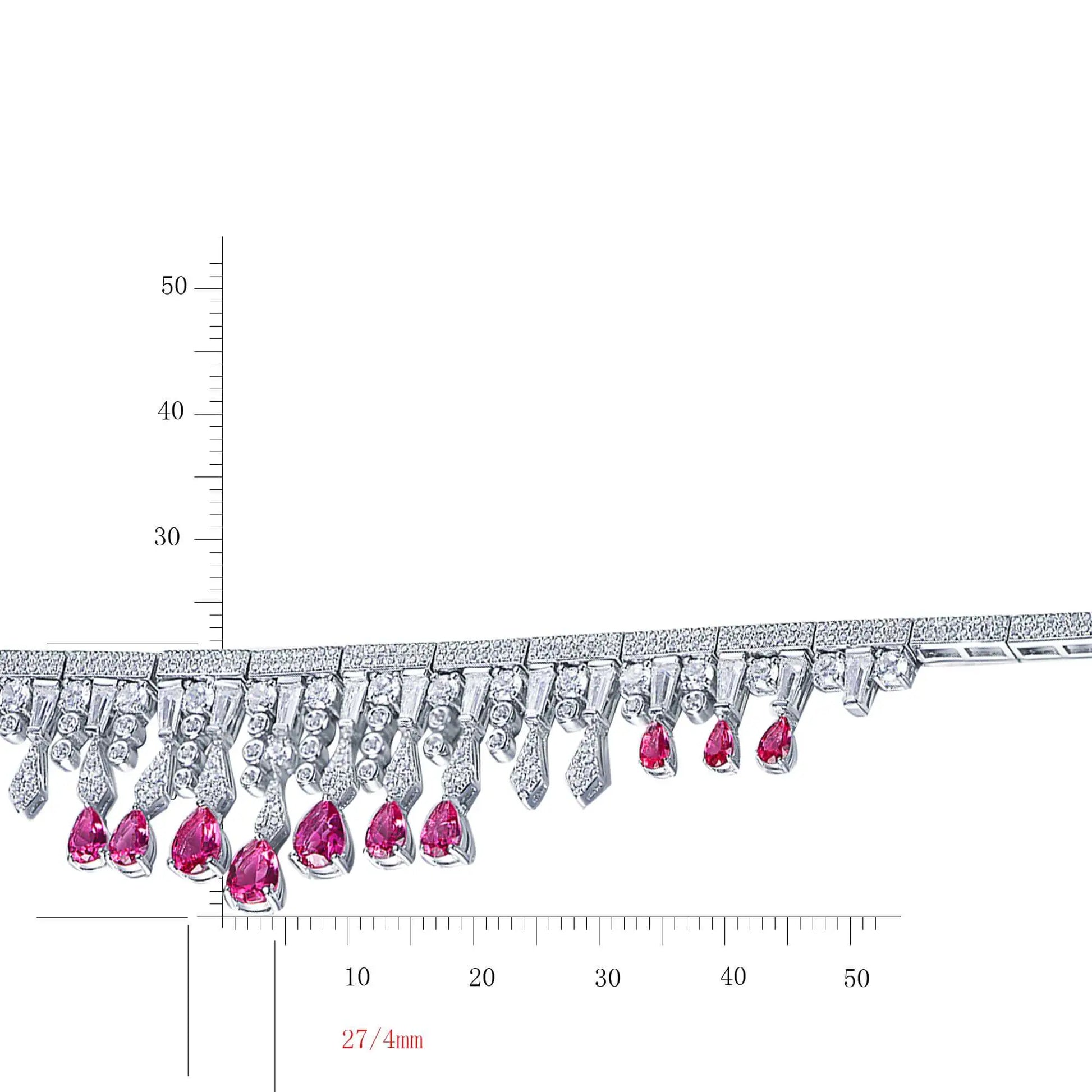 Wholesale Simulated Diamond Ruby Tassel Charm Bracelet