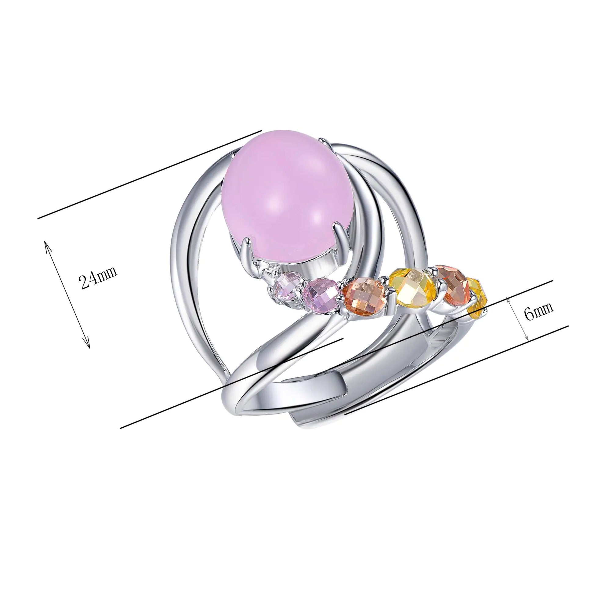 Wholesale Statement Multi Colored CZ Oval Pink Opal Engagement Ring