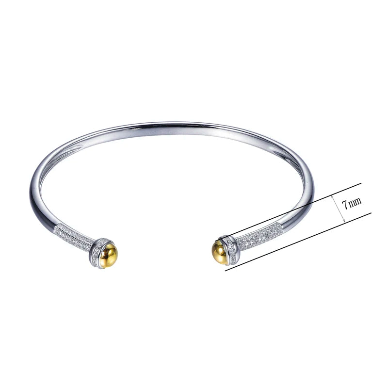 Wholesale Twisted Cable Wire Two Bead Open Cuff Bangle