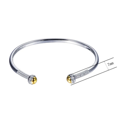 Wholesale Twisted Cable Wire Two Bead Open Cuff Bangle