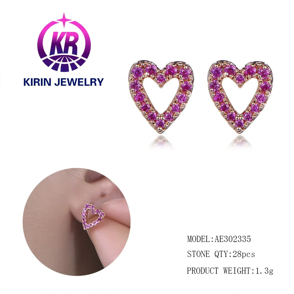 Wholesale natural gemstone zircon earring custom logo customized quartz jewelry color crystal stud earrings women Kirin Jewelry