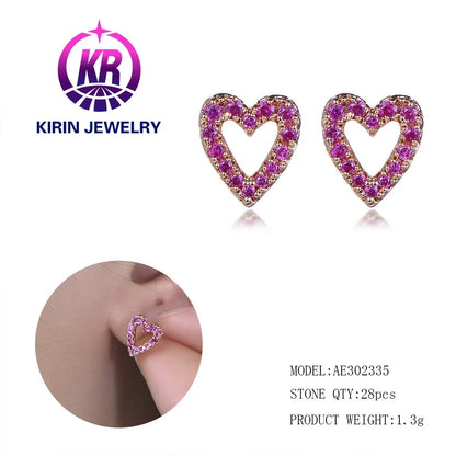 Wholesale natural gemstone zircon earring custom logo customized quartz jewelry color crystal stud earrings women Kirin Jewelry