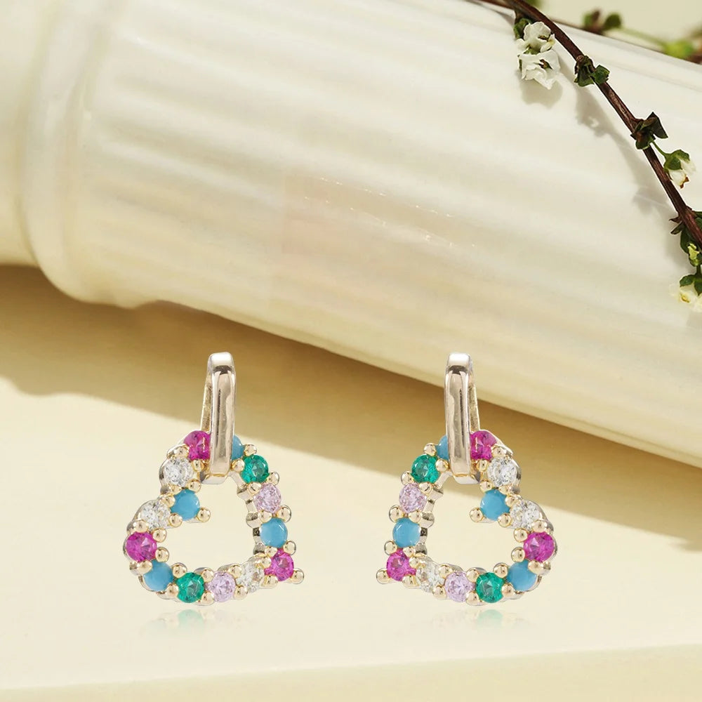 Wholesale natural gemstone zircon earring custom logo customized quartz jewelry color crystal stud earrings women Kirin Jewelry