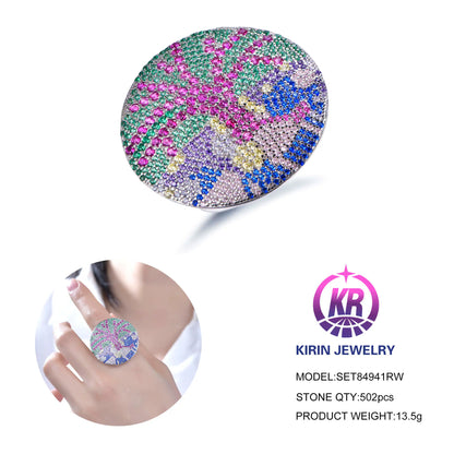 Wholeslae Silver CZ & Corundum & Nano Mult Color Gem Round Shaped Engagement Ring for Women