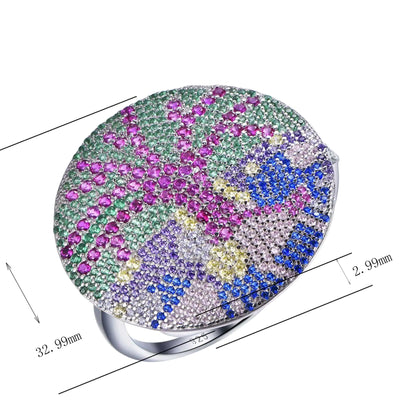 Wholeslae Silver Mult Color Gem Round Shaped Engagement Ring