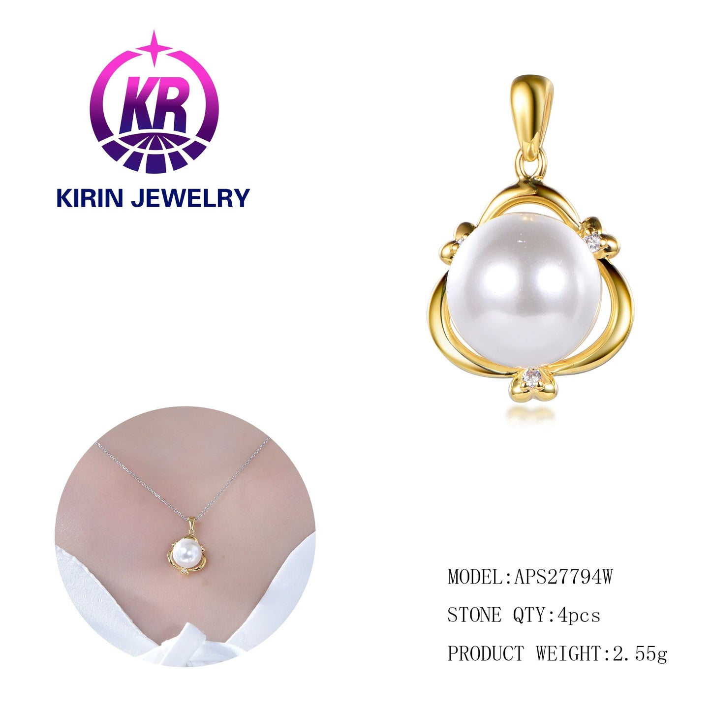 Women 14K & 18K Gold Jewelry Mothers Day Gift CZ Platinum Plated Pearl Necklace 925 Sterling Silver Kirin Jewelry