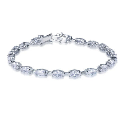 Women's Emily Tennis Style Bracelet Clear Crystals Marquise 5A CZ Crystals Diamond Tennis Bracelet Kirin Jewelry