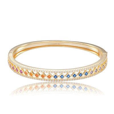 brazalete rainbow crystal bangle jewelry women 925 sterling silver jewelry bangles bracelet 14k 18k gold bangle braccialetto Kirin Jewelry