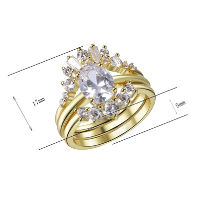 conjunto de anillos de boda 3 piece gold plated ring 18k gold ring set 5a CZ 18 karat pure gold ring set Kirin Jewelry