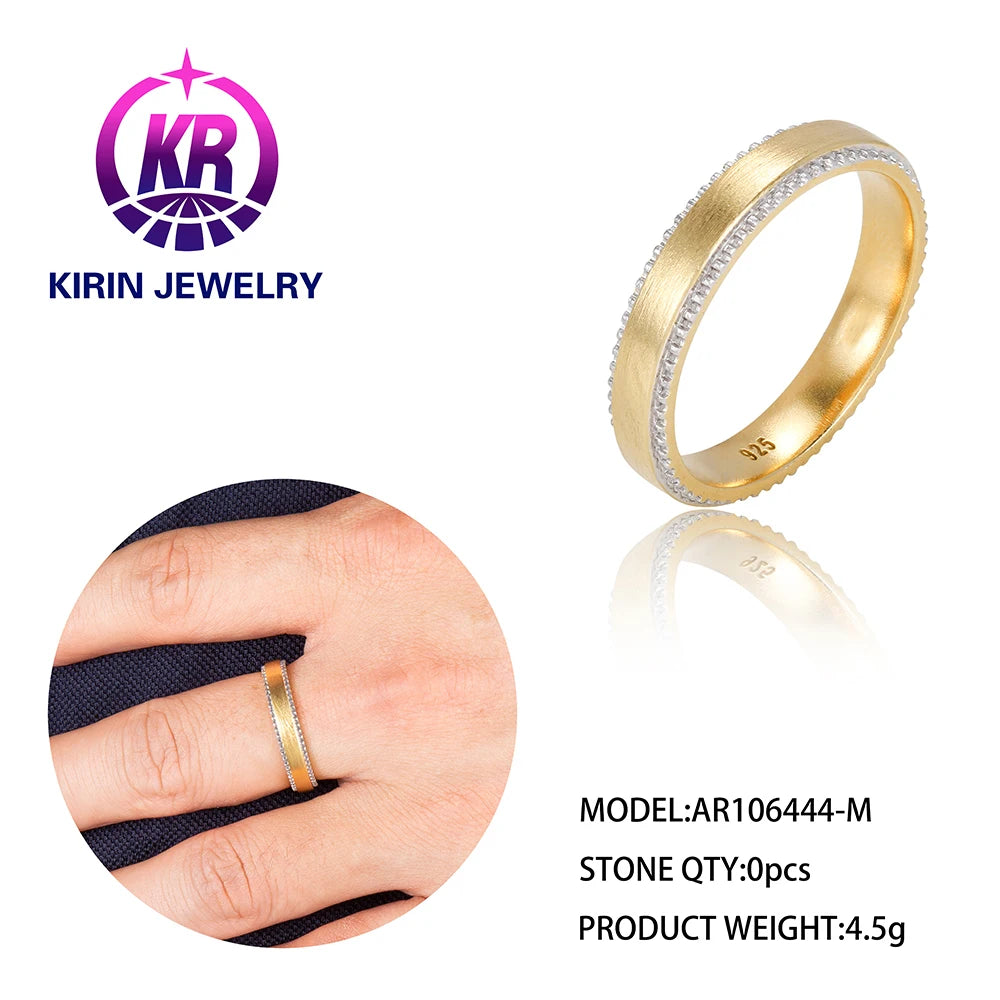 couple engagement 925 silver jewelry diamond gold plated rings gold plated luxury ring wedding zircon women gold plated ring Kirin Jewelry