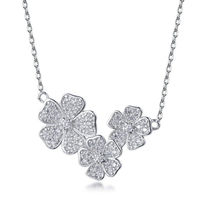 dainty flower necklace pendant Micro pave Cubic Zirconia Diamond Jewelry Wedding Bridal Jewellery flower necklace Kirin Jewelry