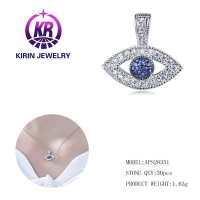 eye necklace 925 sterling silver Pendants wholesale fashion eye necklace charm eye diamond necklace pendant Kirin Jewelry