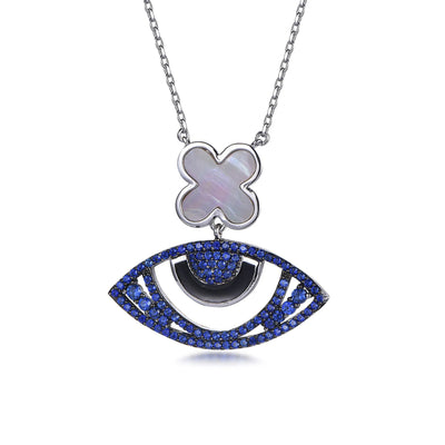 fine jewelry 925 sterling silver necklace evil eye of ra necklace blue evil eye choker necklace for Women evil eye pendant Kirin Jewelry