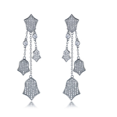 for Women long chain tassel earrings dropping stud chain earrings custom dangle cuff with cz diamond 925 chain drop earrings Kirin Jewelry