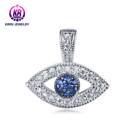 high quality rhodium 925 sterling silver 112# Blue Spniel & 3A White Cubic Zirconia eye necklace fashion accessories Kirin Jewelry