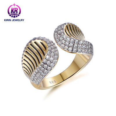 hot sale unique sterling silver S925 & 18K Gold open ring platinum plated adjustable ring platinum engagement rings Kirin Jewelry