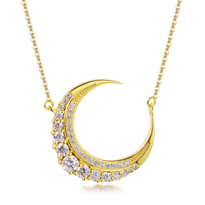 lady moon crystal necklace pendant 18k gold chain AAA CZ moon stone necklace zircon moon phase necklace Kirin Jewelry