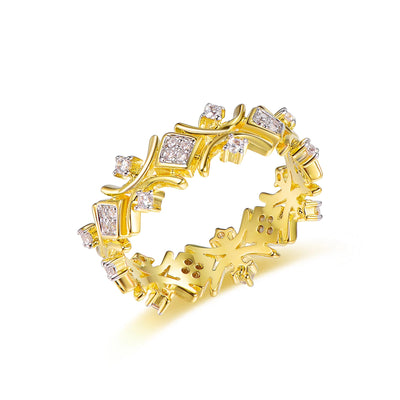 luxury Geometric gold plated brass women ring,rings jewelry women,rainbow cz eternity engagement women rings Kirin Jewelry