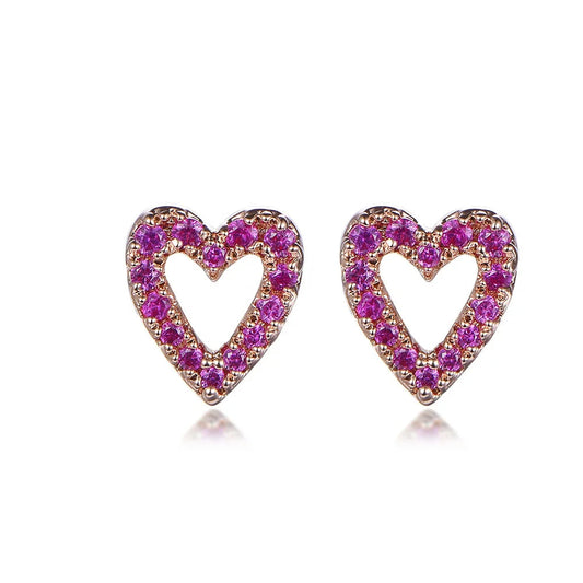 minimalist stud earring for Women new designer stud earrings Ladies 925 Sterling Silver love heart raw crystal stud earrings Kirin Jewelry