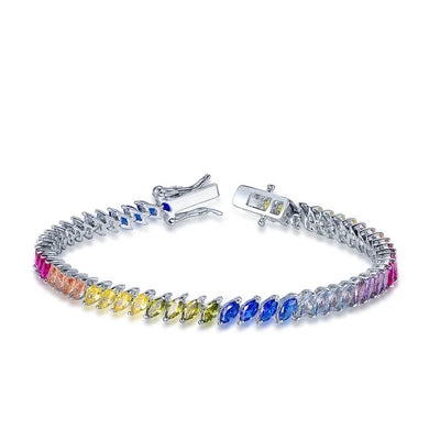 pulsera de plata tennis bracelet 925 silver italy chunky charm bracelet rainbow sterling silver bracelet Kirin Jewelry