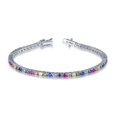 pulsera de tenis Multi-Gemstone jewelry rainbow tennis bracelet 925 sterling silver bracelet women Kirin Jewelry