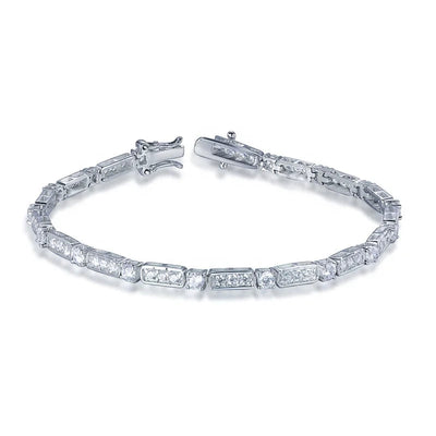 silver bracelet jewelry 925 sterling silver bracelet round 5A CZ diamond italy square chunky bracelet Kirin Jewelry
