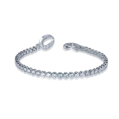 tennis bracelet 4mm round cut moissanite CZ diamond pure 14k white gold bracelet Kirin Jewelry