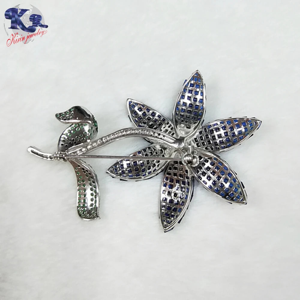 wholesale 925 silver jewelry gemstone fashion flower wedding brooch Kirin Jewelry